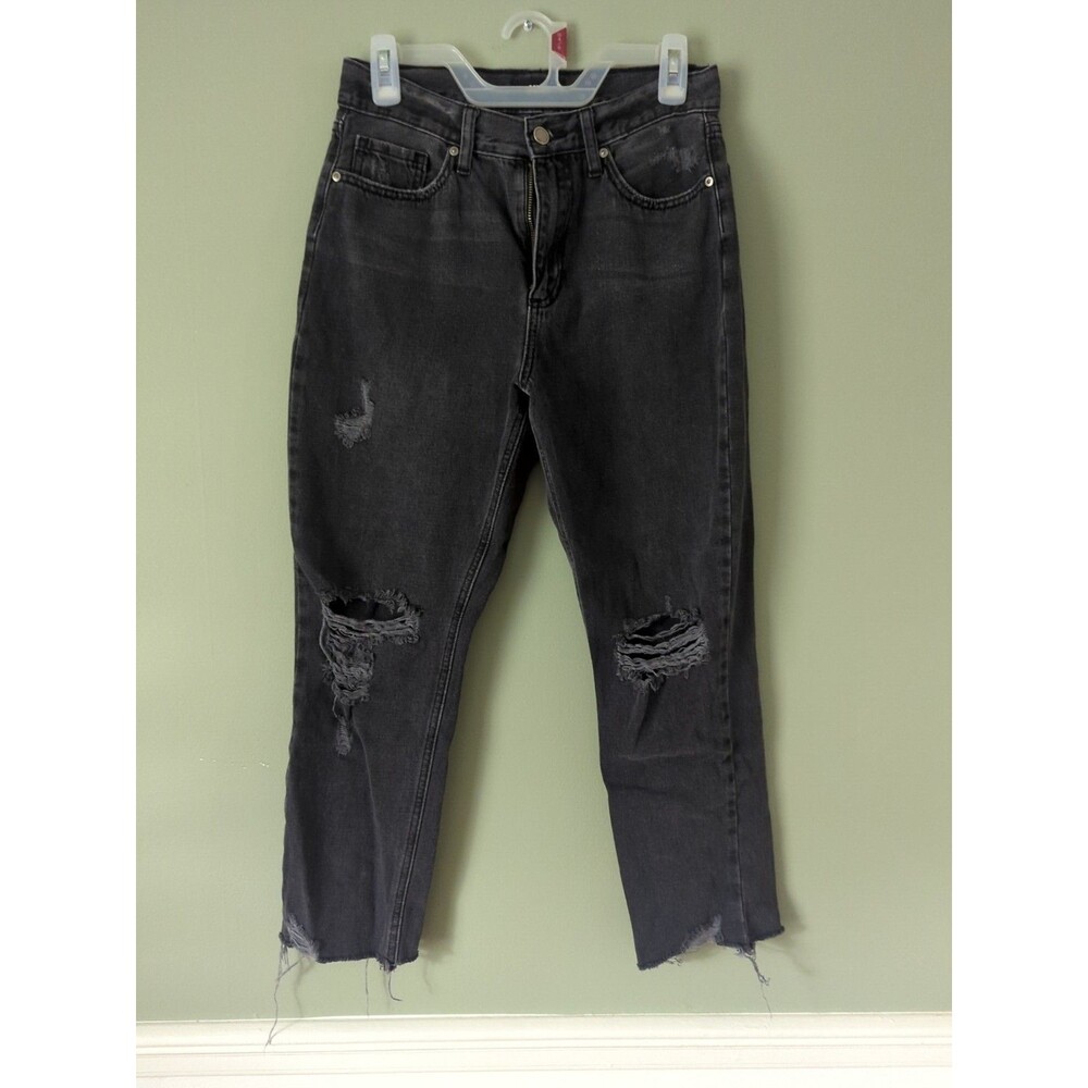 JBD Just Black Denim Womens Pants Jeans Distressed 27 Cropped Y2K Style